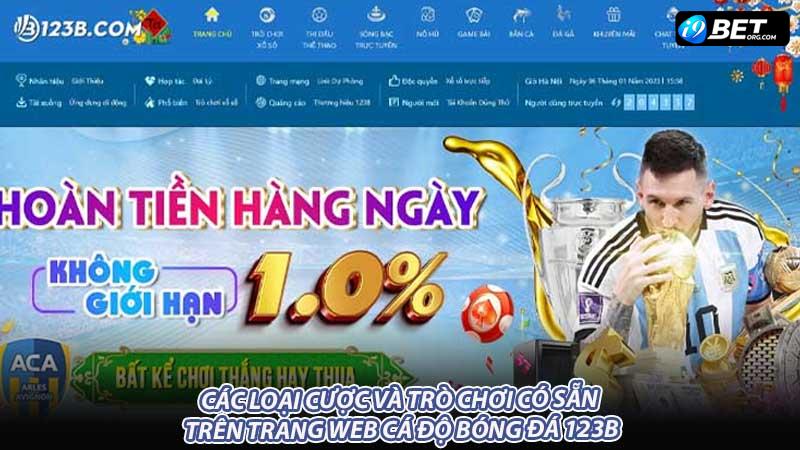 Các loại cược và trò chơi có sẵn trên trang web cá độ bóng đá 123B